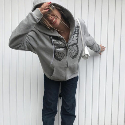 Butterfly Pattern Rhinestone Zipper Streetwear - Image 5