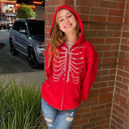 Butterfly Pattern Rhinestone Zipper Streetwear - Image 4